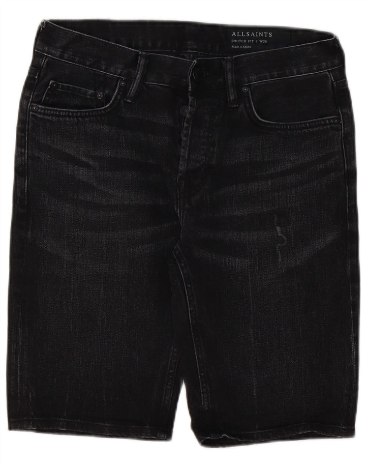 All Saints Herren-Jeansshorts mit Switch-Passform, W28, mittelschwarz, Baumwolle