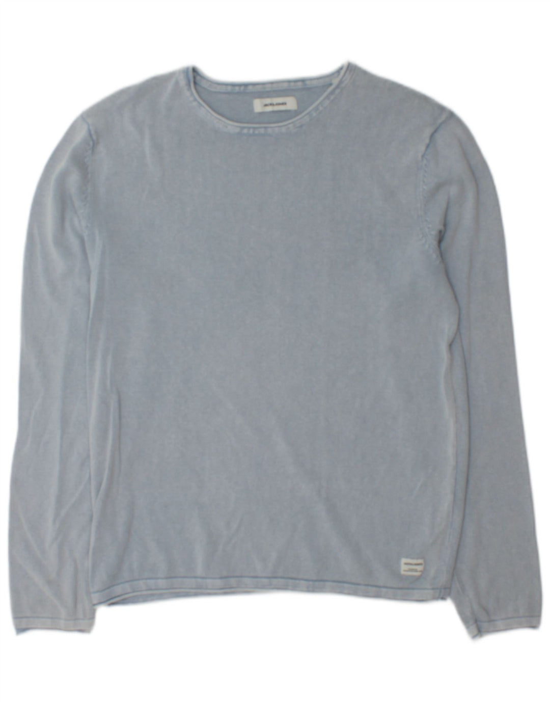Jack & Jones Herren-Pullover mit U-Boot-Ausschnitt, mittelblaue Baumwolle