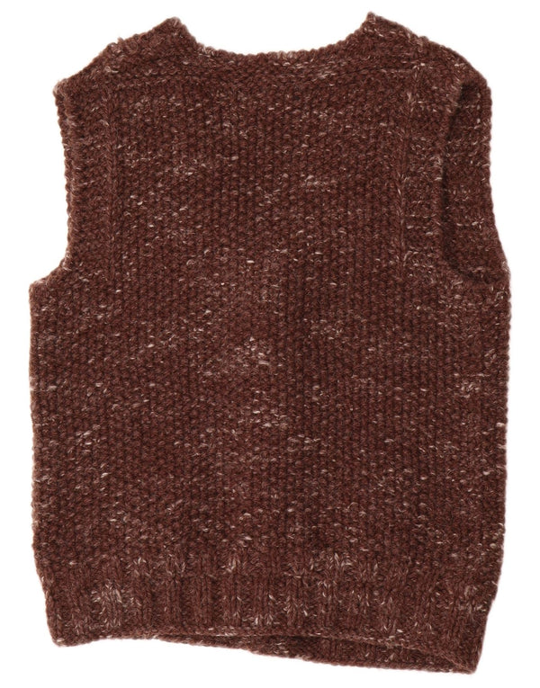 Vintage Herren Ärmelloser Cardigan Pullover Mittelbraun gefleckt