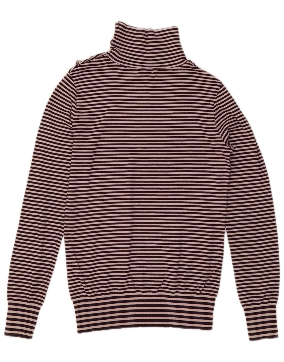 Massimo Dutti Damen-Pullover mit Knopfkragen, Gr. 12, mittelviolett gestreift