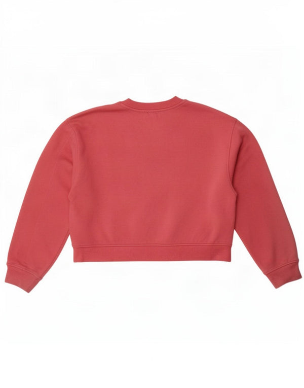 Zara Womens Crop Sweatshirt Jumper UK 16 Large Pink Cotton