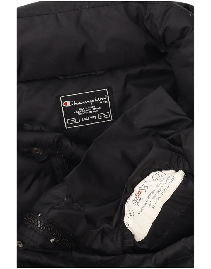 CHAMPION Wattierte Jungenjacke mit Kapuze, 11–12 Jahre, schwarzes Polyester