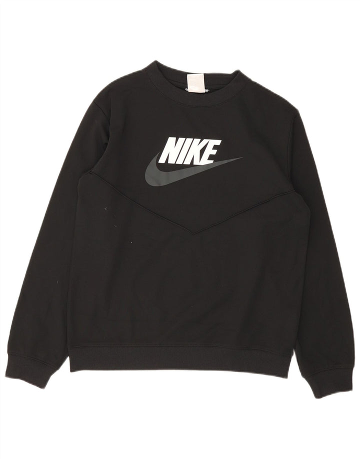 Nike Jungen-Sweatshirt mit Grafik, 13–14 Jahre, schwarzes Polyester