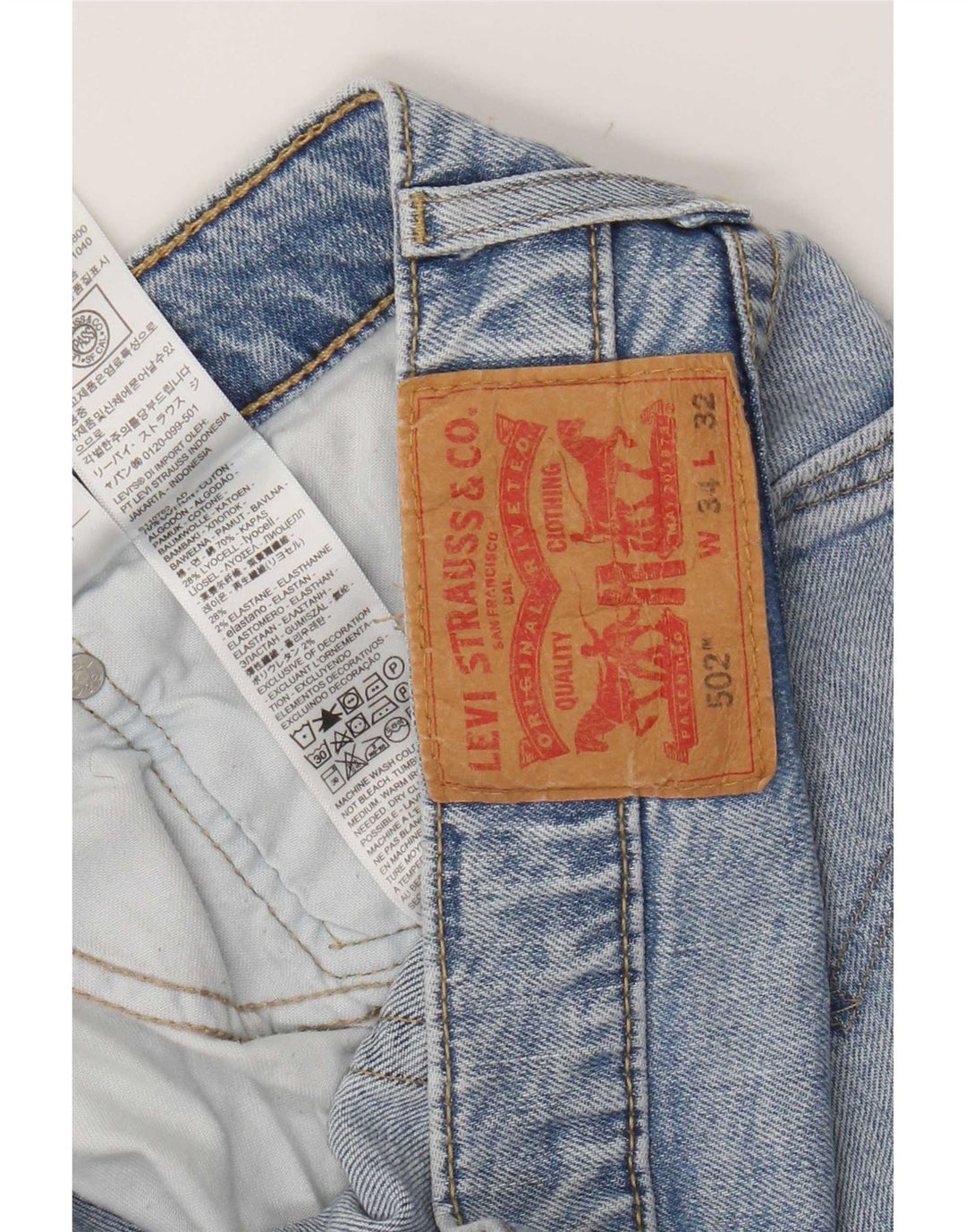 Levi's Herren 502 Tapered Jeans W34 L32 Blaue Baumwolle
