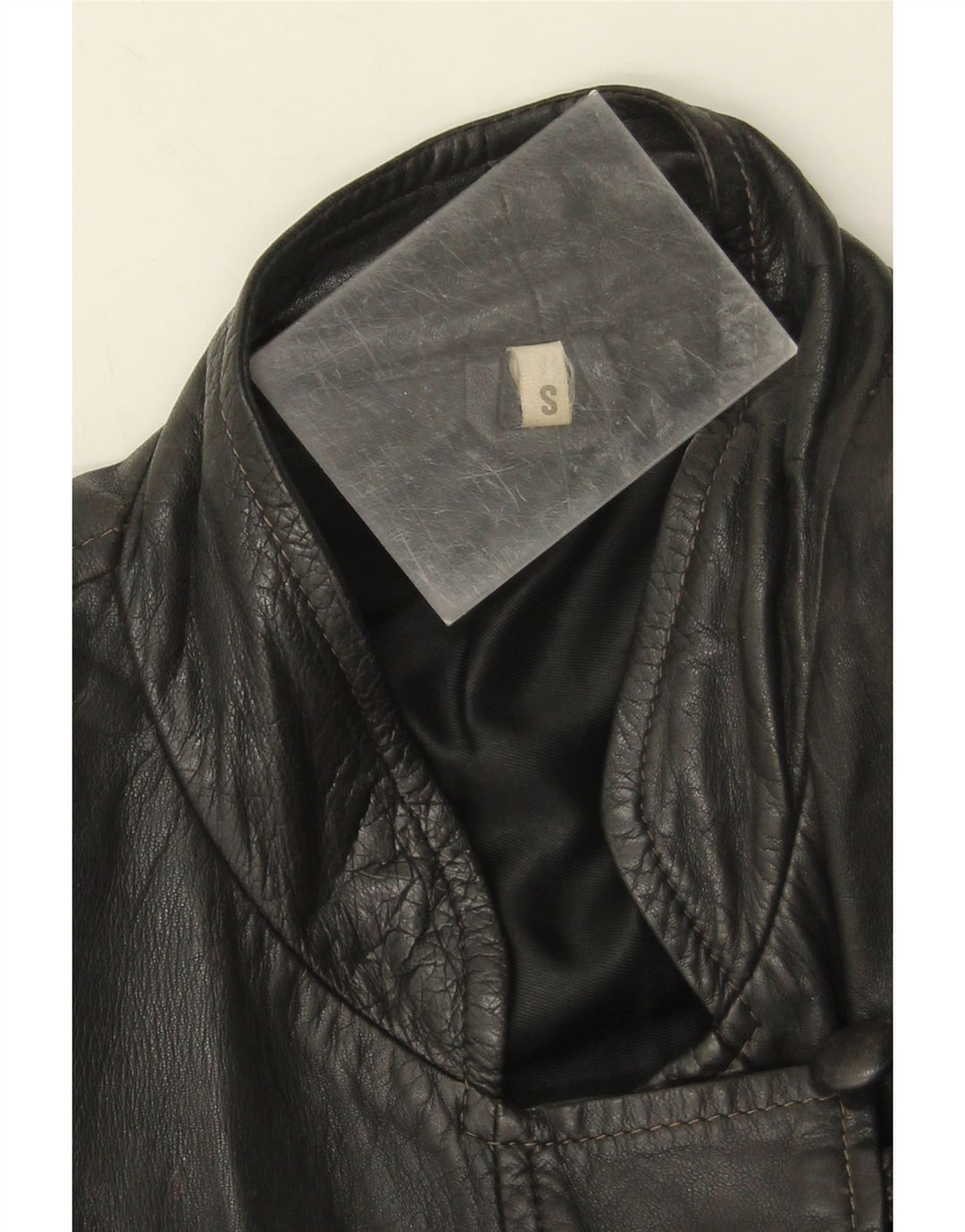 Vintage Damen Übergroße Lederjacke UK 10 Kleines schwarzes Leder