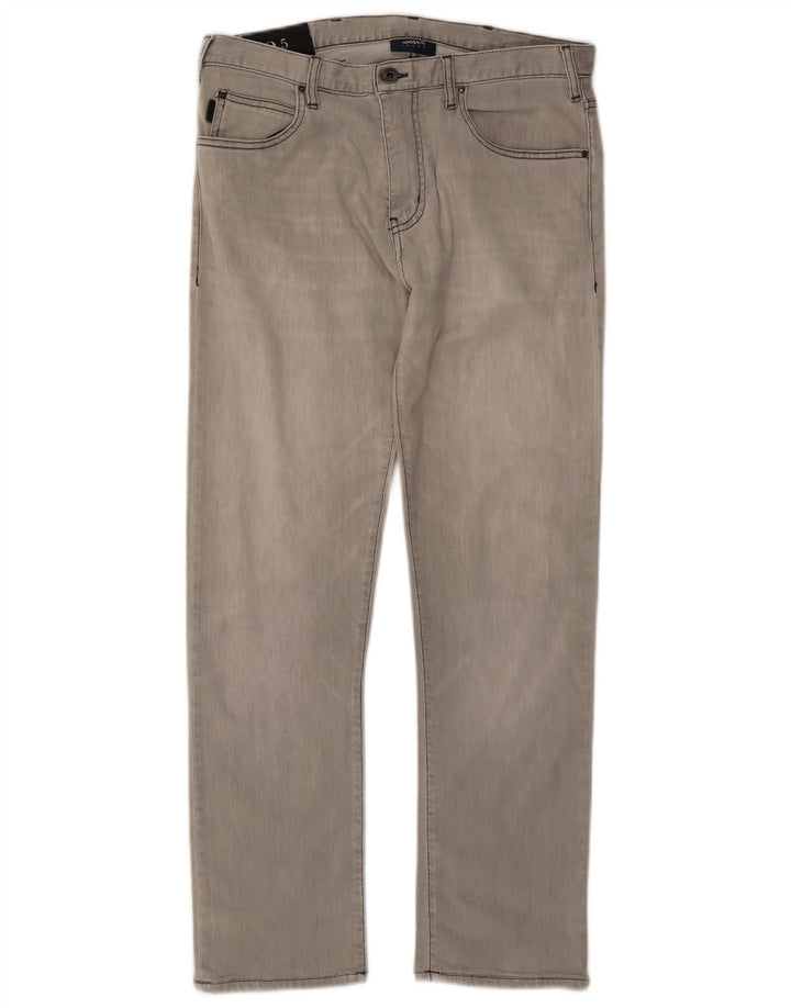 Armani Damen Straight Jeans W33 L28 Grau