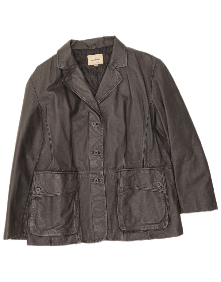 Conbipel Damen 3-Knopf-Lederblazer IT 48 XL Schwarz