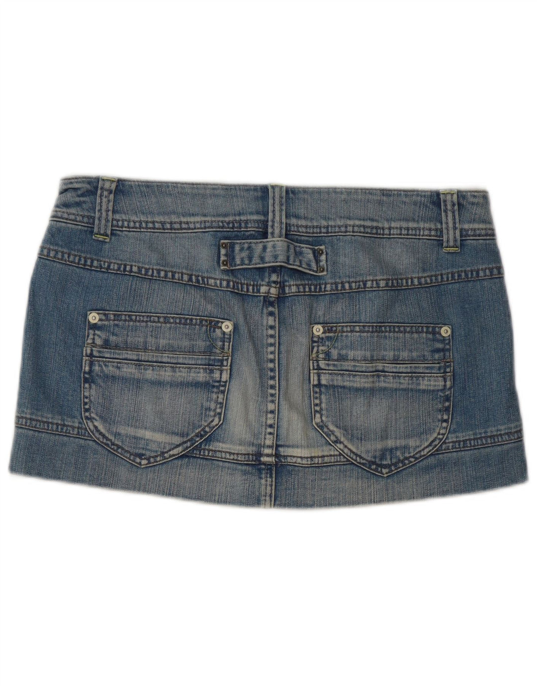 Benetton Damen Mini-Jeansrock IT 42 Medium W32 Blaue Baumwolle