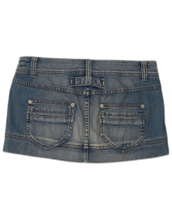 Benetton Damen Mini-Jeansrock IT 42 Medium W32 Blaue Baumwolle
