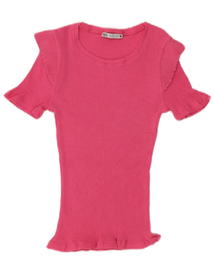 Zara Damen Bluse Top UK 8 Small Pink