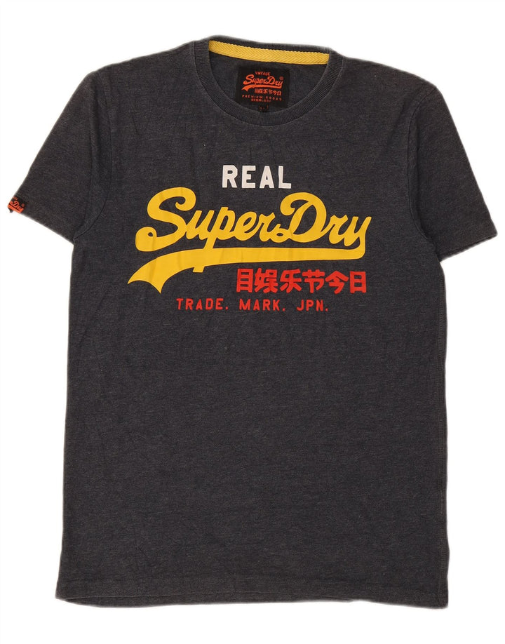 SUPERDRY Herren Grafik-T-Shirt-Oberteil aus mittelgrauer Baumwolle