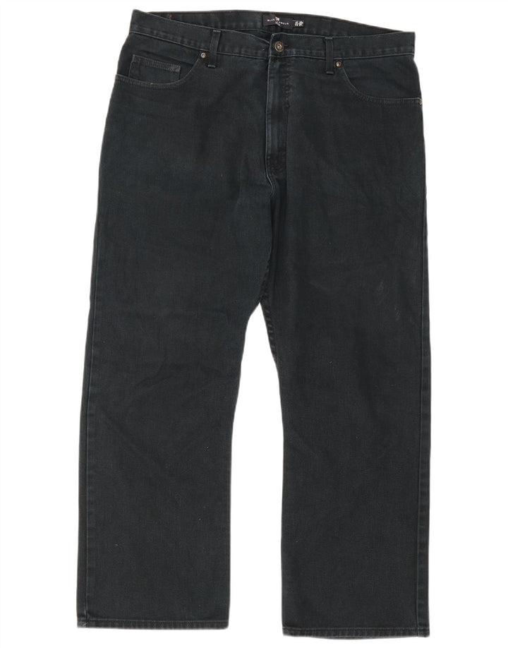 Marks & Spencer Herren Blue Harbor Straight Jeans W38 L29 Schwarze Baumwolle