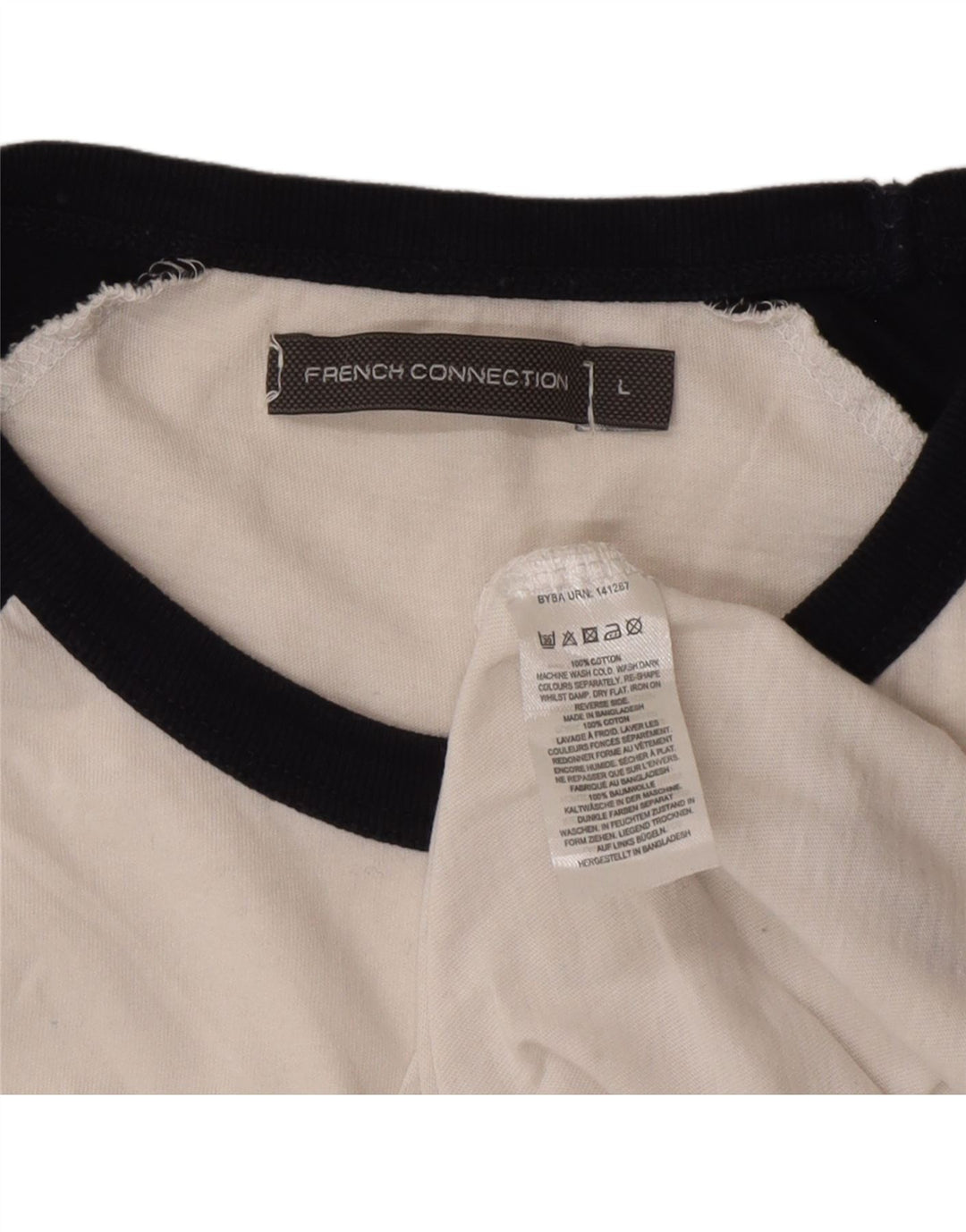 French Connection Damen-T-Shirt-Oberteil, groß, weiße Blockfarben-Baumwolle