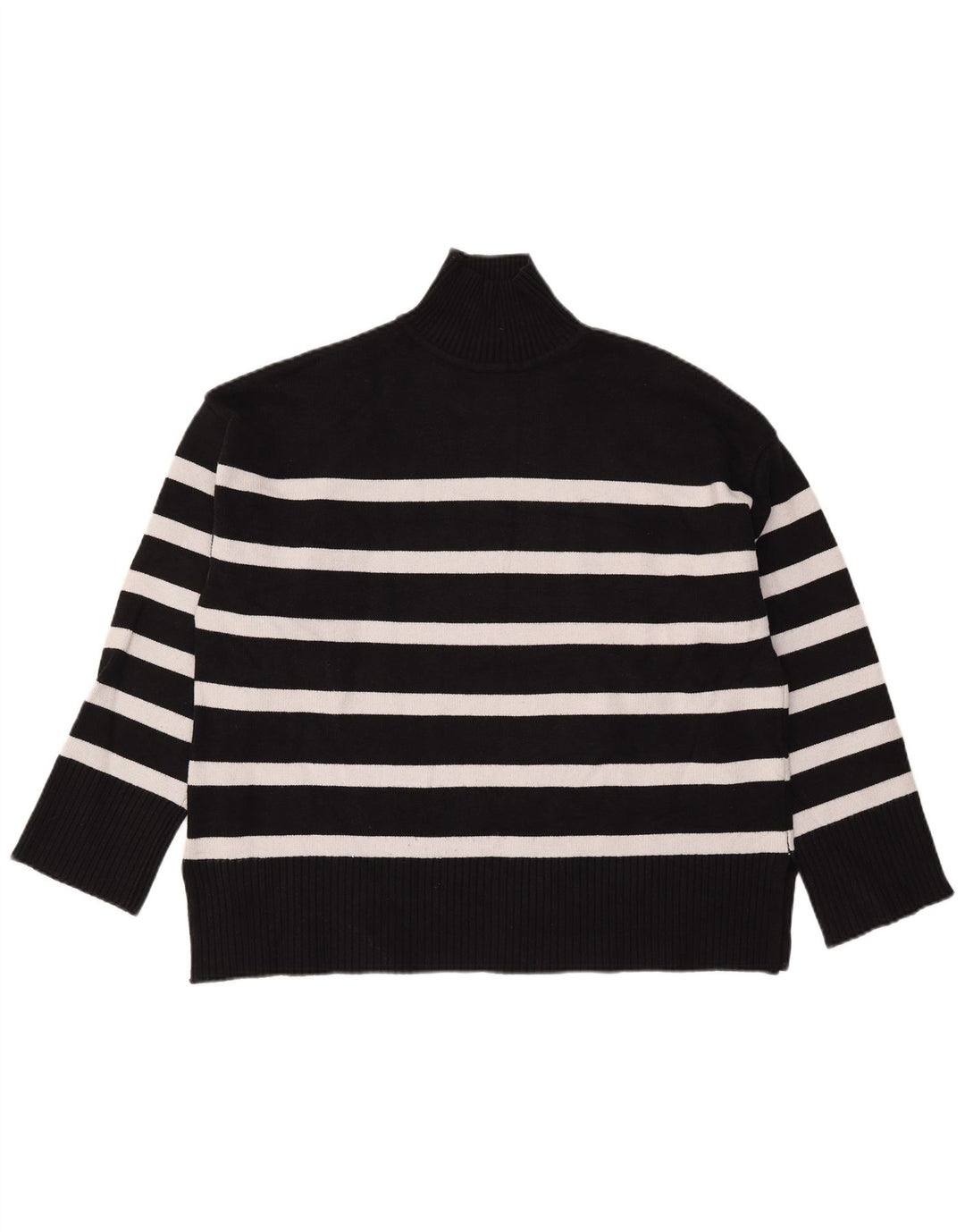 Zara Damen-Pullover mit Rollkragen, übergroß, Gr. 40, groß, schwarz gestreift