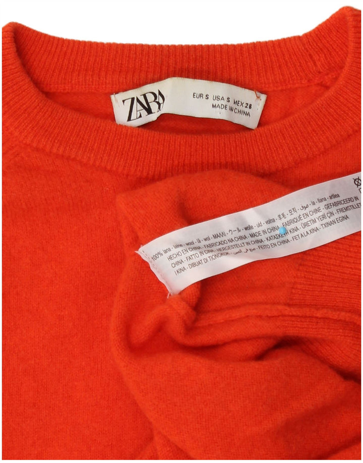 Zara Herren-Pullover mit Rundhalsausschnitt, kleine orangefarbene Wolle