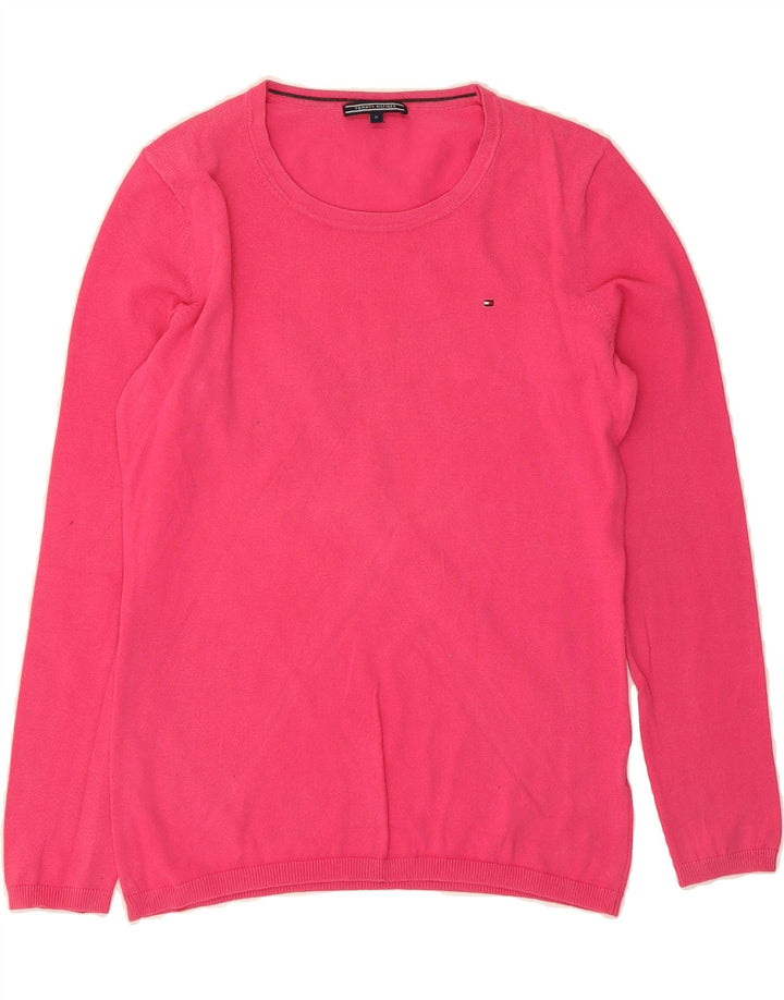 TOMMY HILFIGER Womens Crew Neck Jumper Sweater UK 12 Medium Pink Vintage Tommy Hilfiger and Second-Hand Tommy Hilfiger from Messina Hembry 