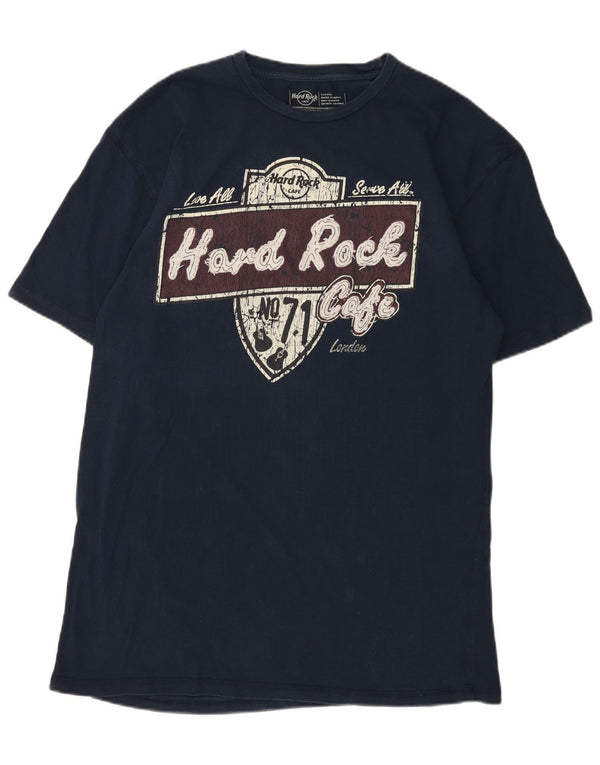 Hard Rock Cafe Herren London Graphic T-Shirt Top XL Marineblau Baumwolle