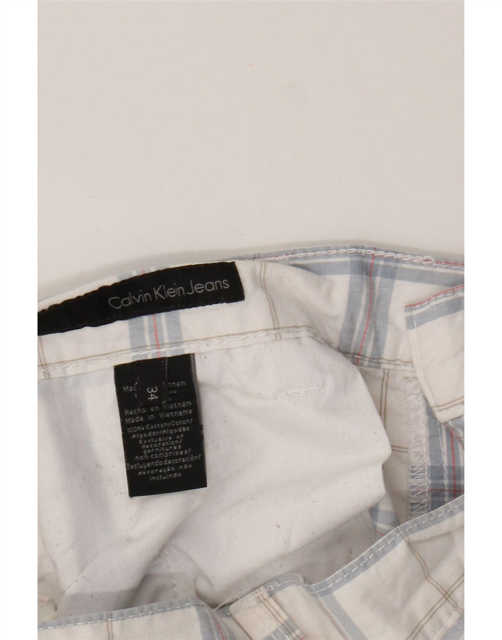 Calvin Klein Herren Cargoshorts W34 Große weiße karierte Baumwolle