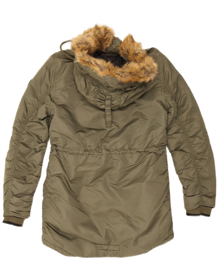 Superdry Damen-Parkajacke mit Kapuze, UK 12, Medium Khaki, Nylon