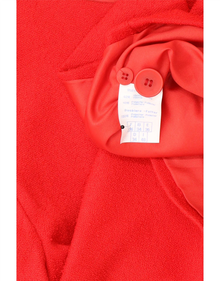 Pimkie Damen Crop 4 Button Blazer Jacke EU 36 Kleine rote Viskose