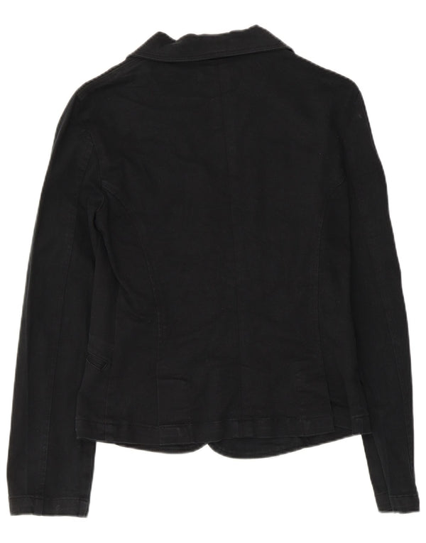 Zara Damen Trafaluc 2-Knopf-Blazerjacke UK 14 Große schwarze Baumwolle