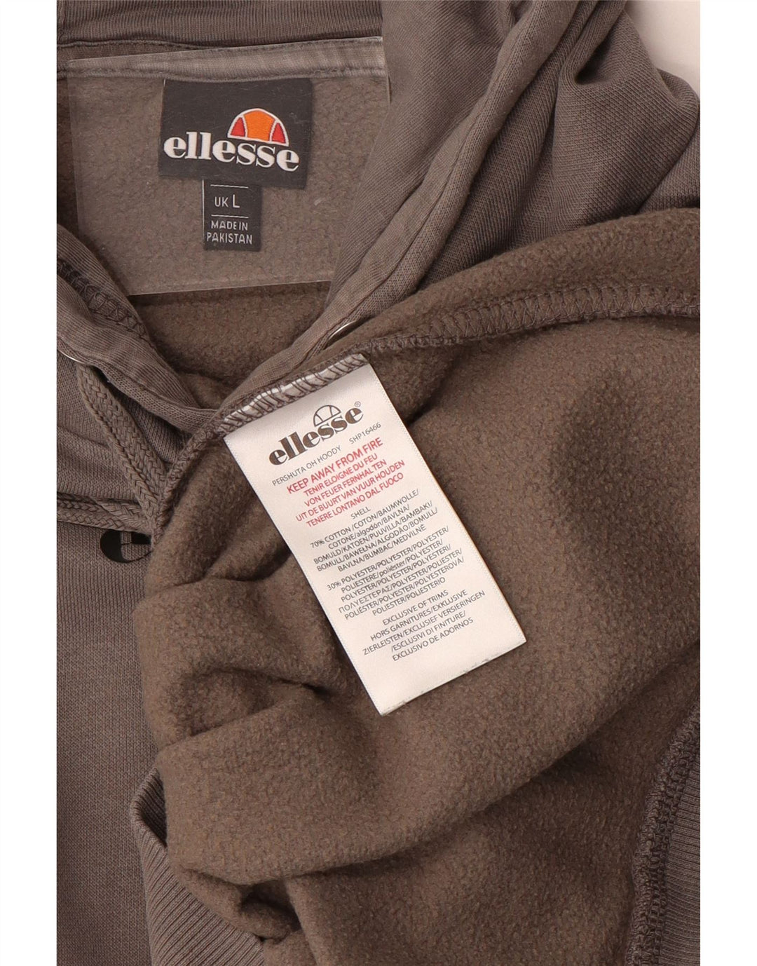 Ellesse Herren-Kapuzenpullover mit Grafik, groß, graue Baumwolle