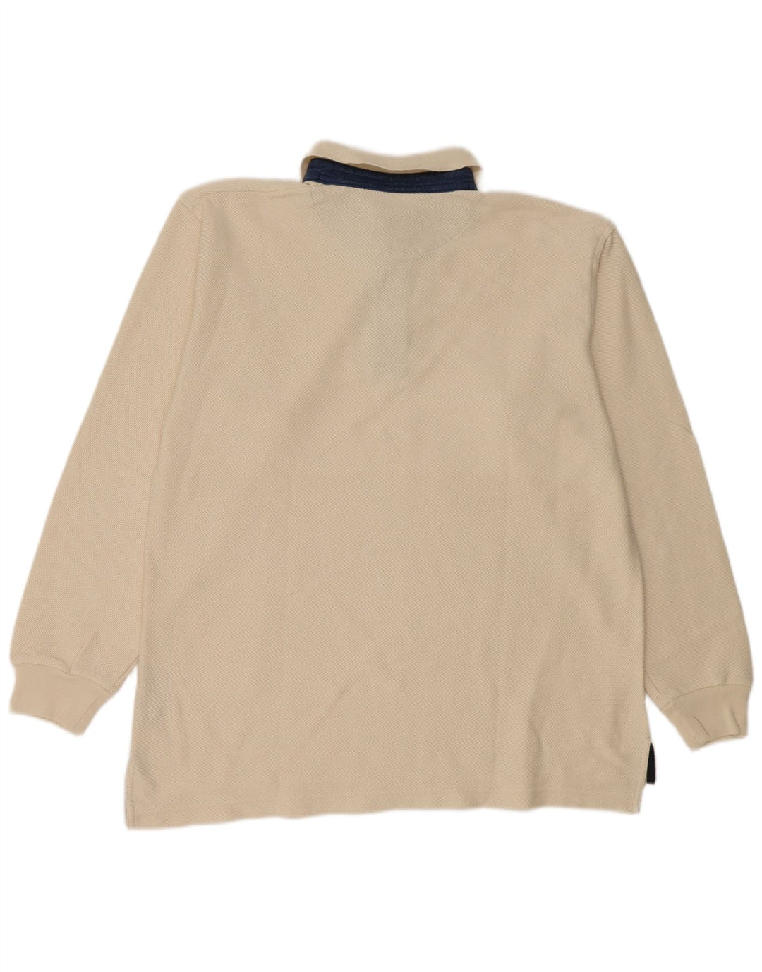 Slam Herren-Langarm-Rugby-Poloshirt aus Baumwolle in Mittelbeige