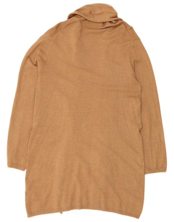 Zara Damen Longline-Cardigan-Pullover UK 14 Large Beige Viskose