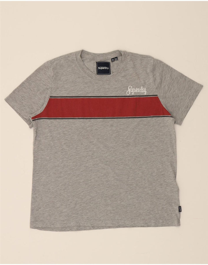 SUPERDRY Womens T-Shirt Top UK 12 Medium  Grey Colourblock Cotton Vintage Superdry and Second-Hand Superdry from Messina Hembry 