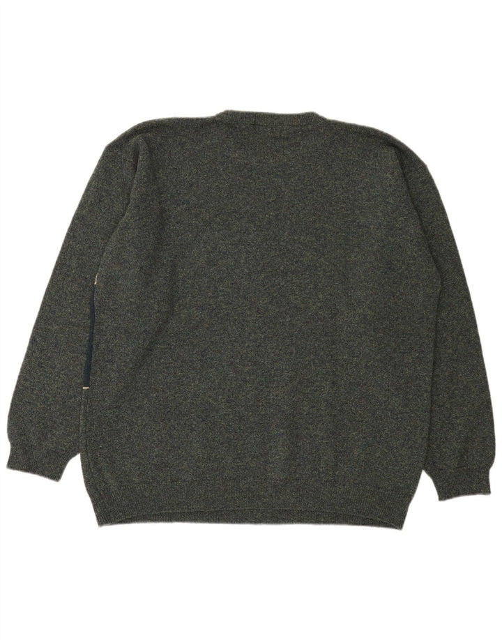 Marks & Spencer Herren-Pullover mit Rundhalsausschnitt, Größe L, Grün, Farbblock