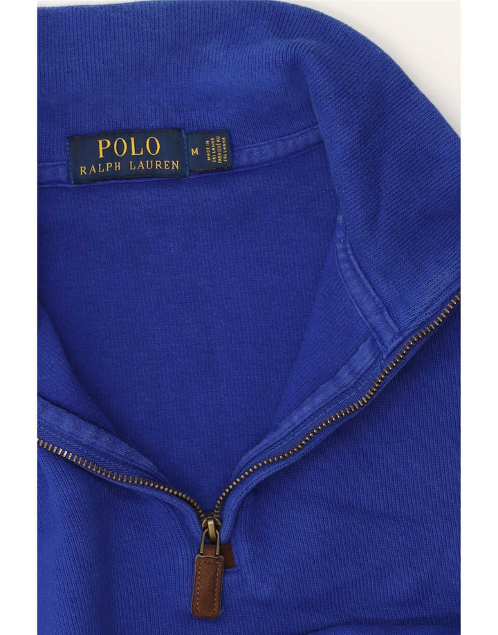 Polo Ralph Lauren Herren-Pullover mit Reißverschluss am Hals, Mittelblau