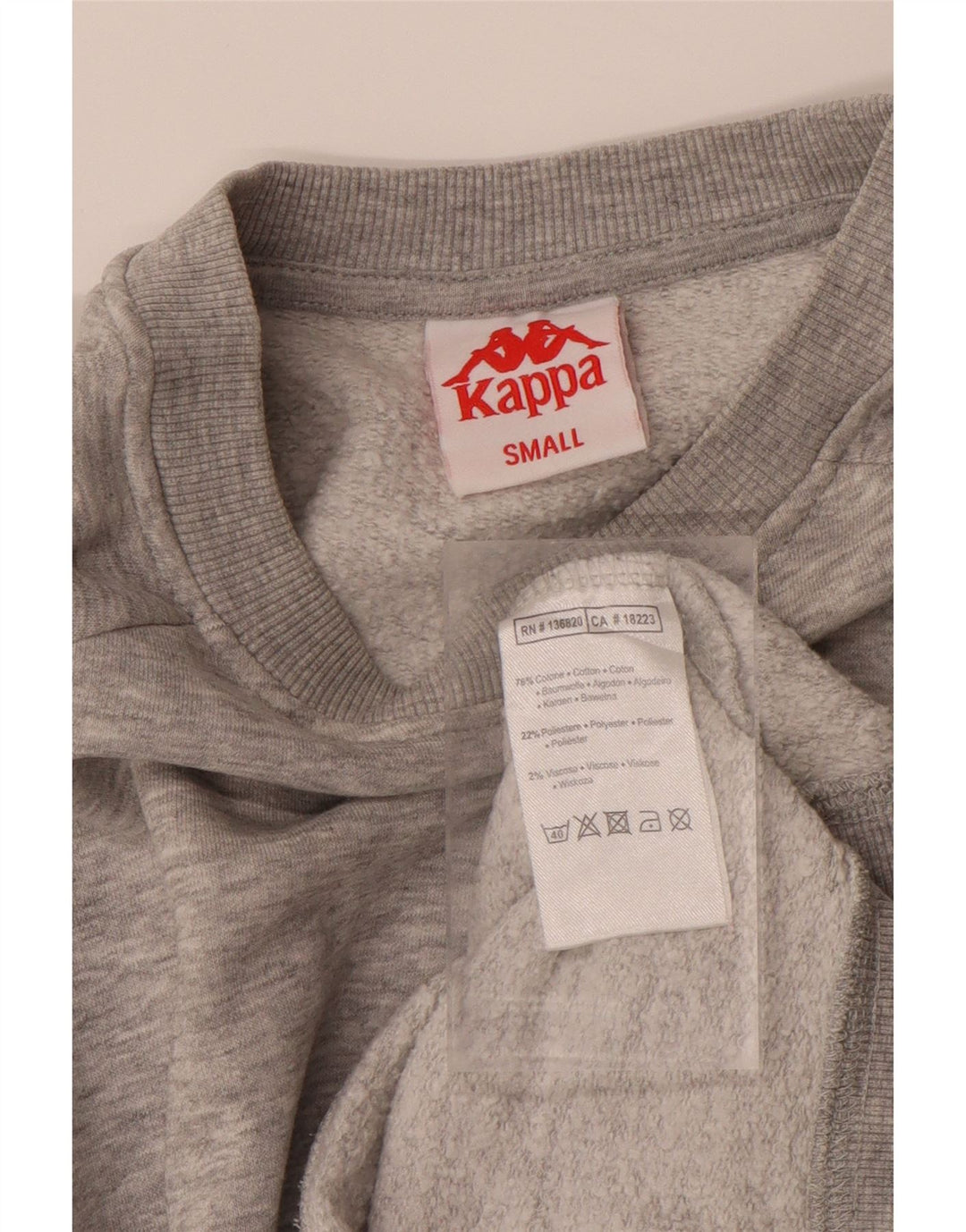 KAPPA Mens Sweatshirt Jumper Small Grey Cotton Vintage Kappa and Second-Hand Kappa from Messina Hembry 
