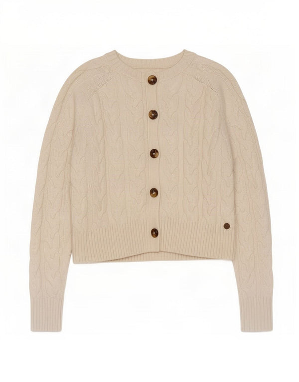 Jack Wills Damen-Cardigan-Pullover UK 12 Mittelweiße Baumwolle