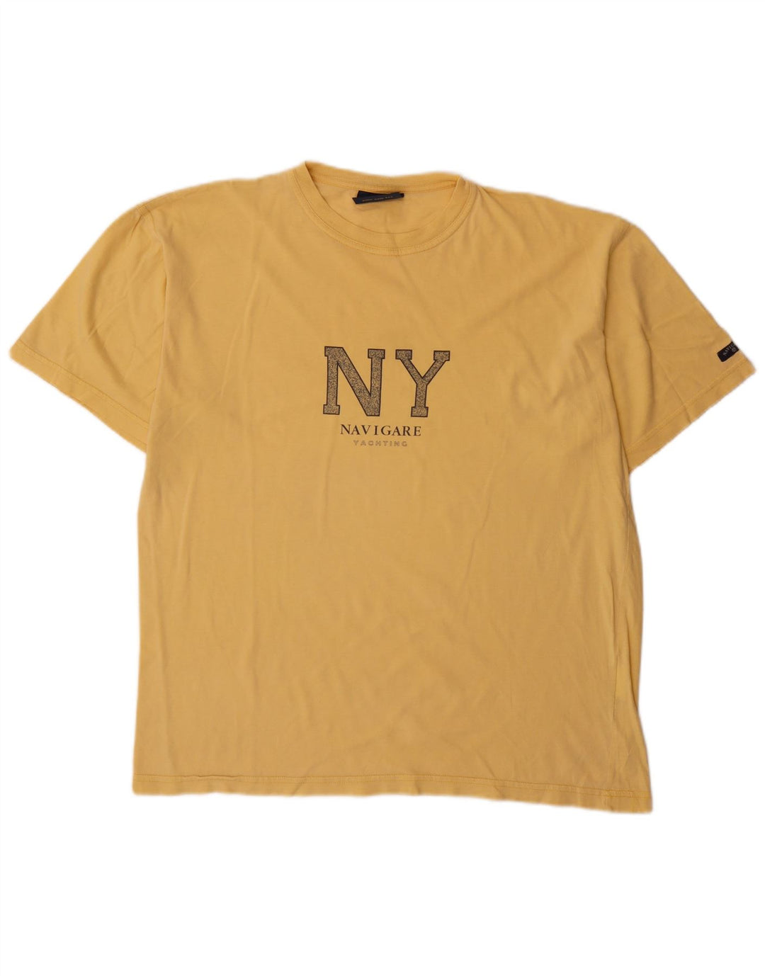 Navigare Herren-T-Shirt mit Grafik, mittelgelbe Baumwolle