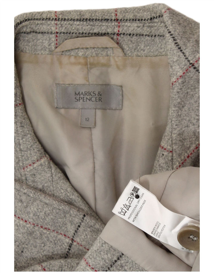 Marks & Spencer Damen Blazer Jacke UK 12 Mittelgrau kariert