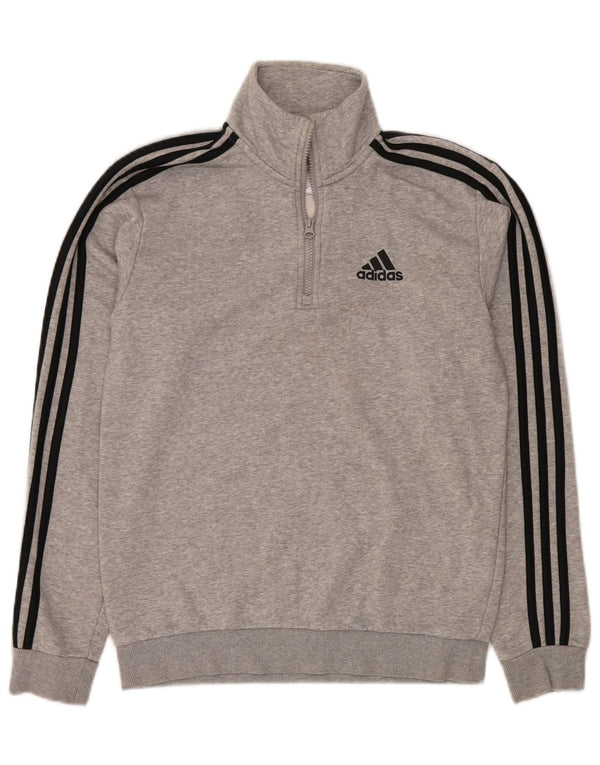 Adidas Mens Zip Neck Sweatshirt Jumper XS Grey Cotton Sports