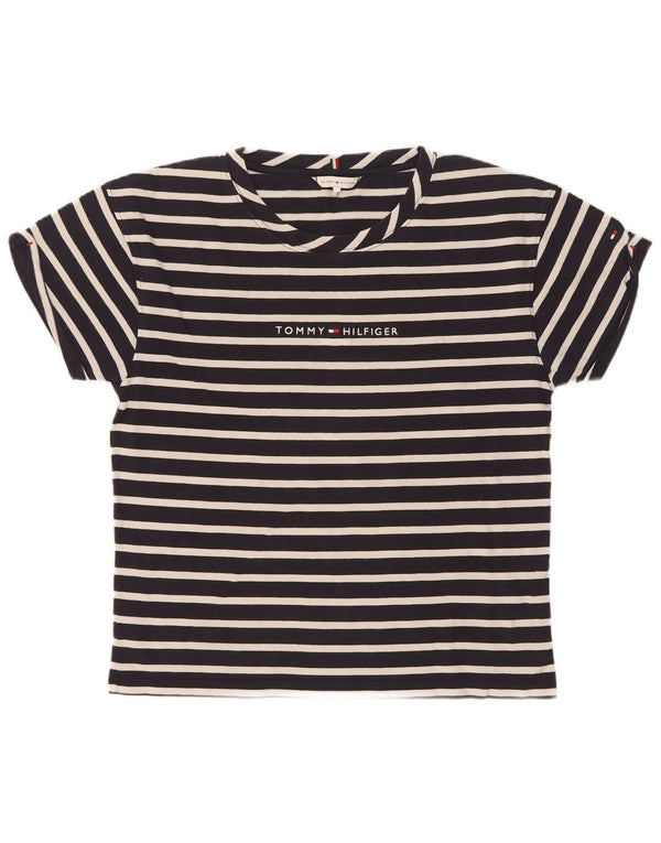 Tommy Hilfiger Damen T-Shirt Top UK 14 Mittel Marineblau gestreift