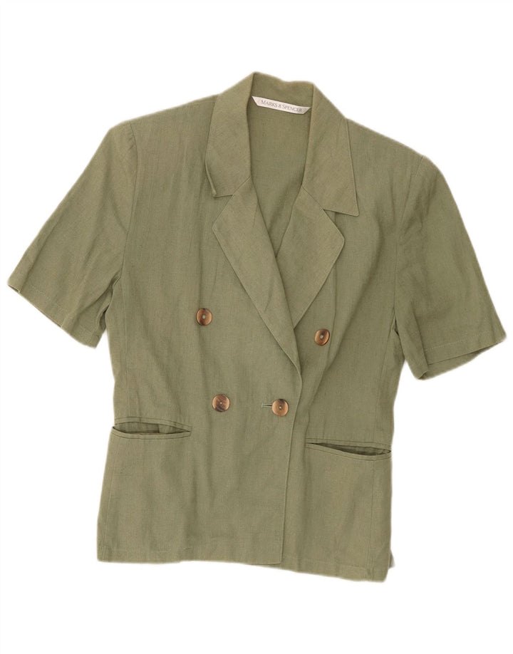 Marks & Spencer Damen-Blazer mit kurzen Ärmeln, Gr. 10, Khaki