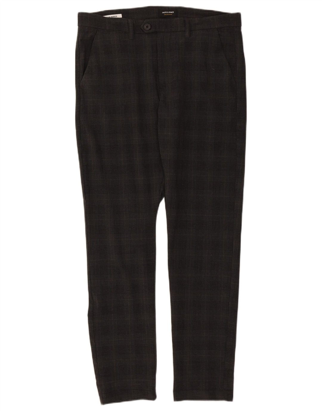 Jack & Jones Herren Marco Slim Anzughose W34 L32 grau kariertes Polyester