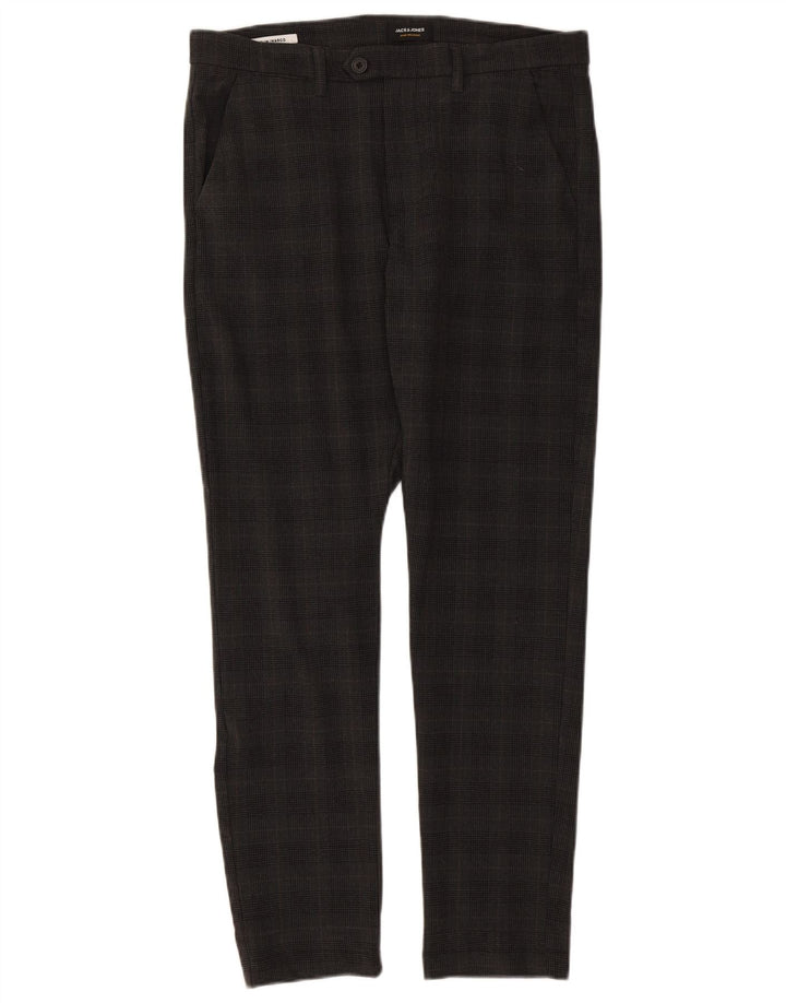 Jack & Jones Herren Marco Slim Anzughose W34 L32 grau kariertes Polyester