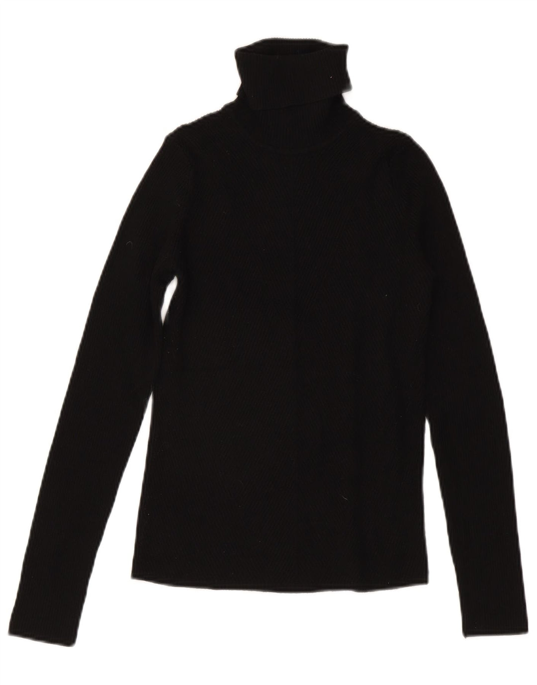 Zara Damen Rollkragen-Blusenoberteil UK 12 Mittelschwarze Viskose