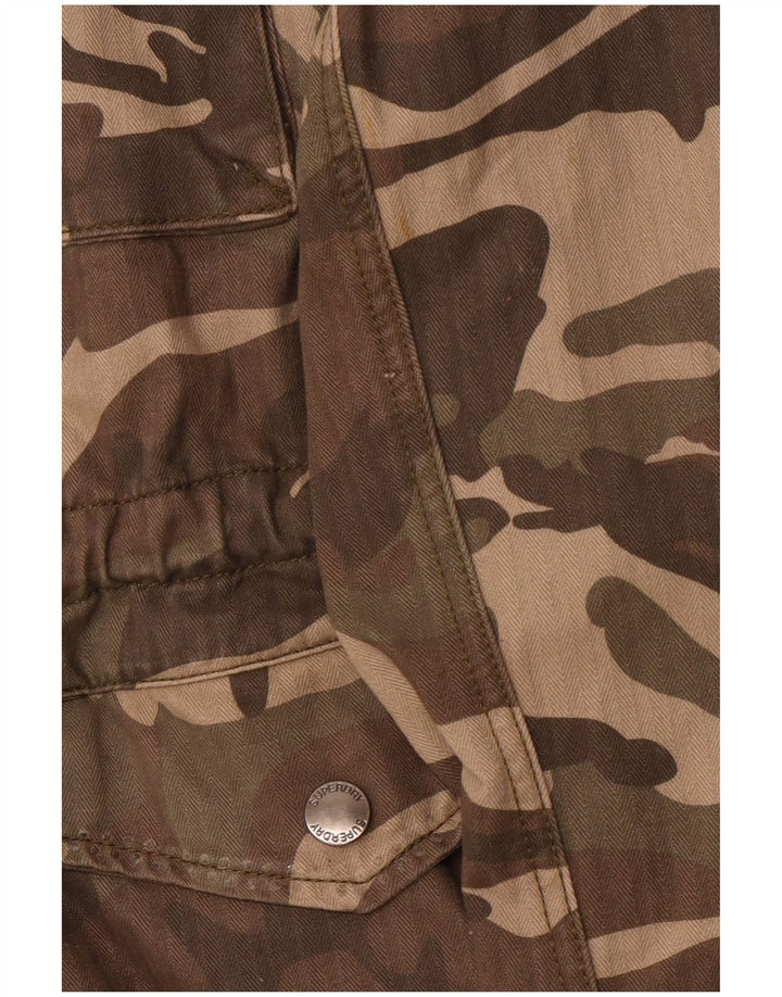 SUPERDRY Grafische Militärjacke für Damen, UK 16, Größe L, grüne Tarnung