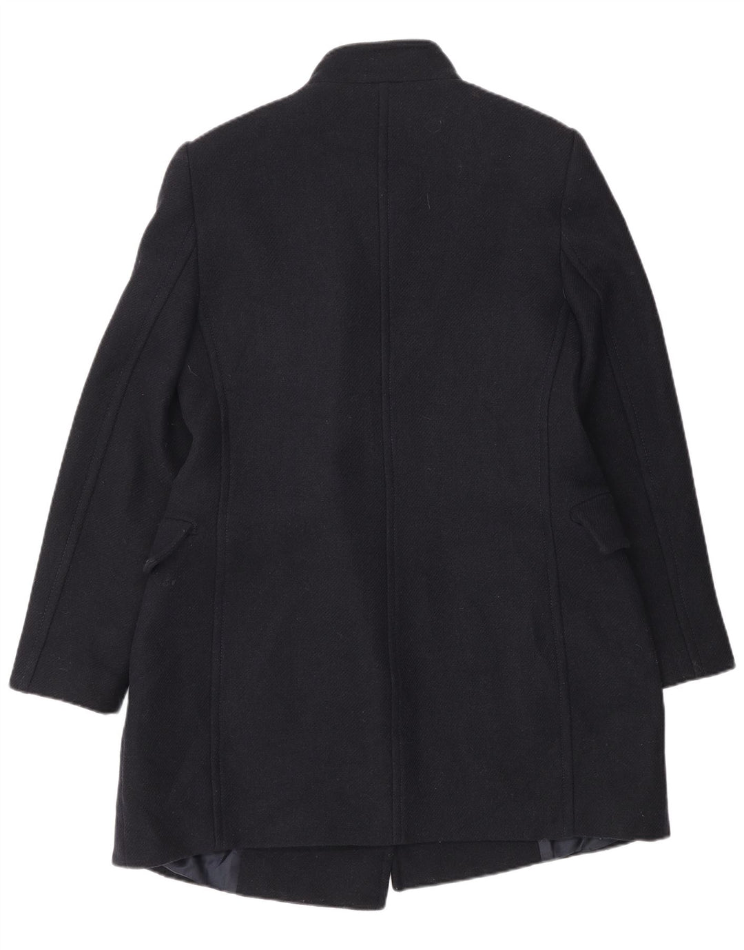 Zweireihiger Damenmantel von Zara, UK 16, Größe L, marineblaue Wolle