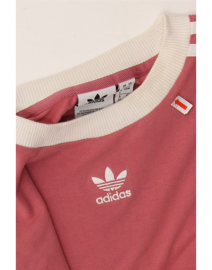 ADIDAS Damen Top Langarm UK 8 Small Rosa Baumwolle