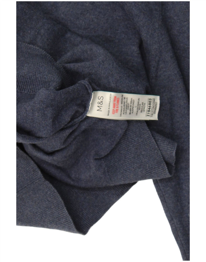Marks & Spencer Herren-Polo-Pullover aus mittelblauer Baumwolle