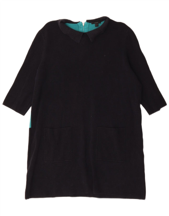 Cos Damen-Etuikleid, Gr. 46, Größe L, Schwarz, Colourblock-Baumwolle