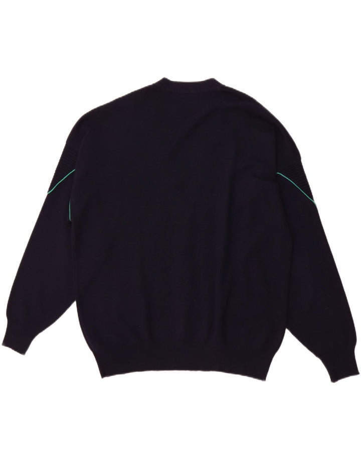 IL GRANCHIO Herren-Strickjacke, große marineblaue Wolle