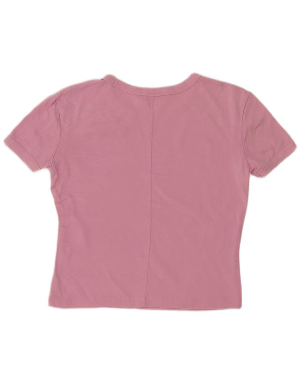 Zara Damen Crop T-Shirt Top UK 10 Small Rosa Baumwolle