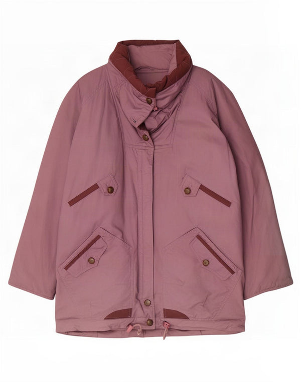 Vintage Womens Padded Coat UK 20 2XL Purple Cotton