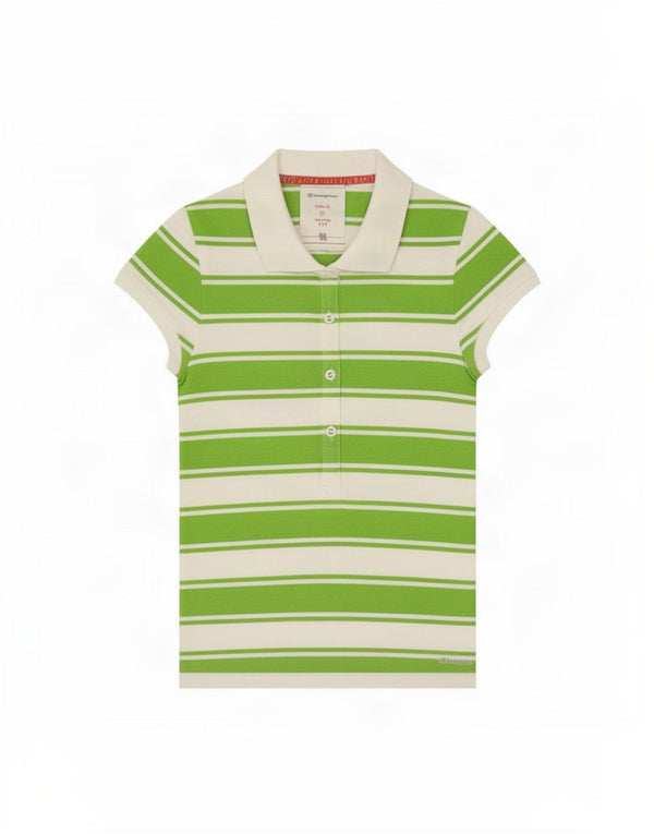 Champion Damen Heritage Fit Crop Poloshirt UK 12 Mittelgrün gestreift